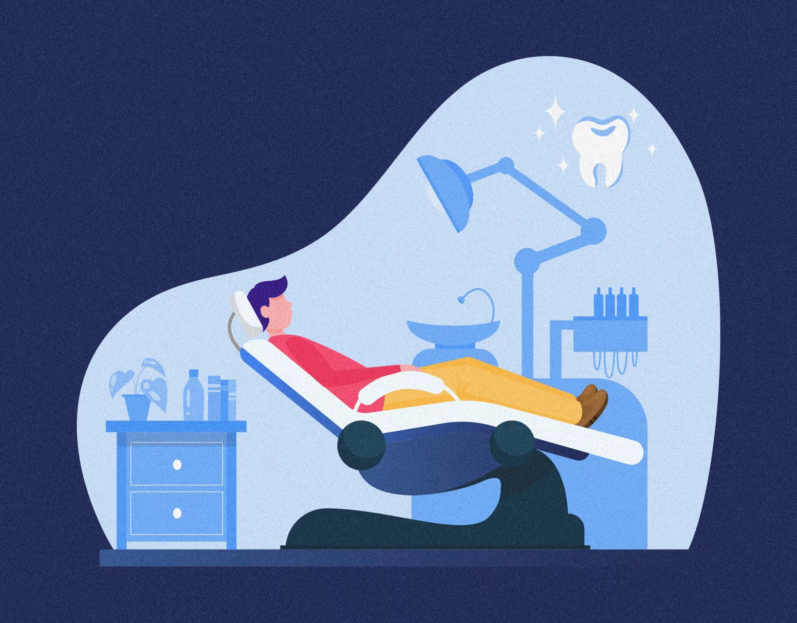 Man waiting in the dentist chair