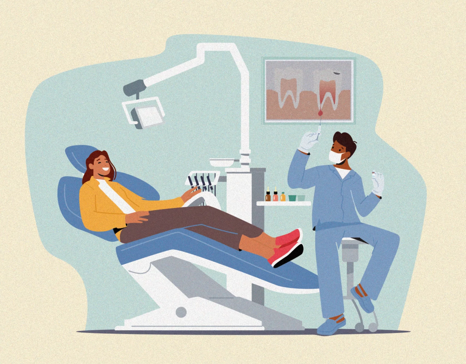 Patient in chair with dentist
