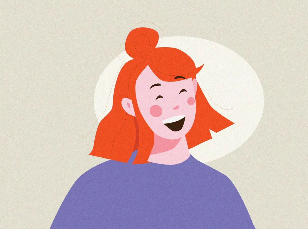 Illustration of individual with red hair smiling