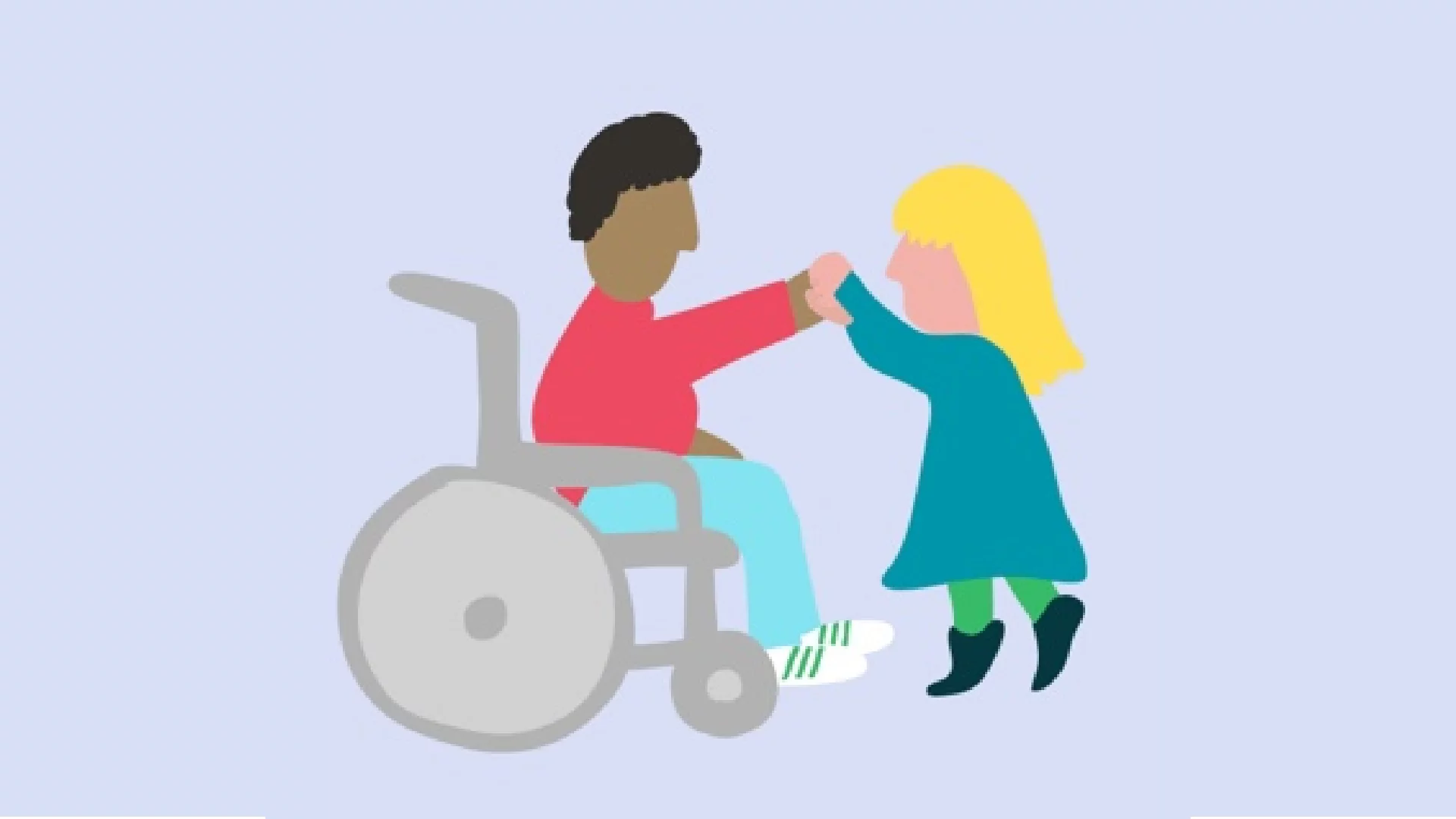 boy in wheelchair holding hand with girl