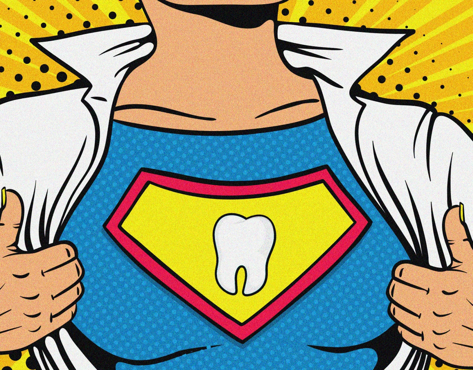 Superhero wearing tooth outfit