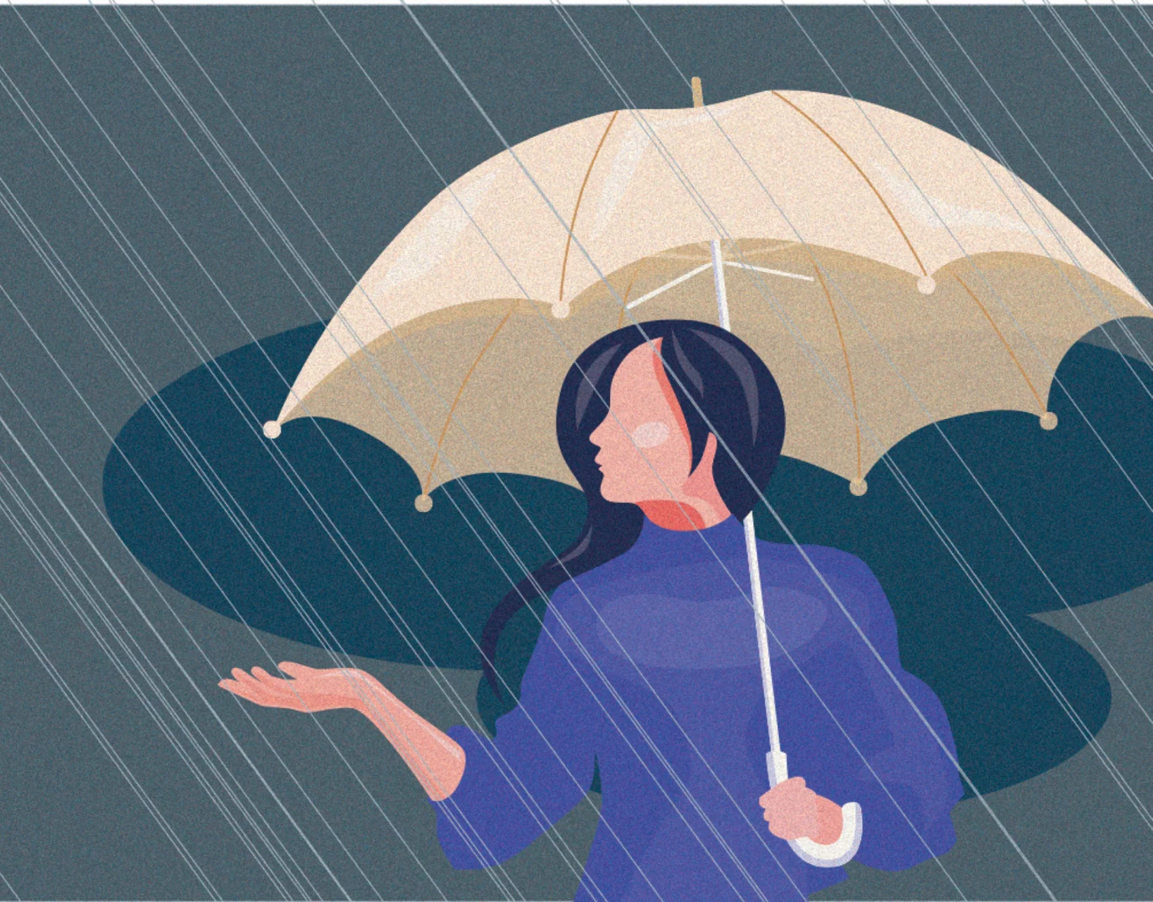 woman with an umbrella under the rain.