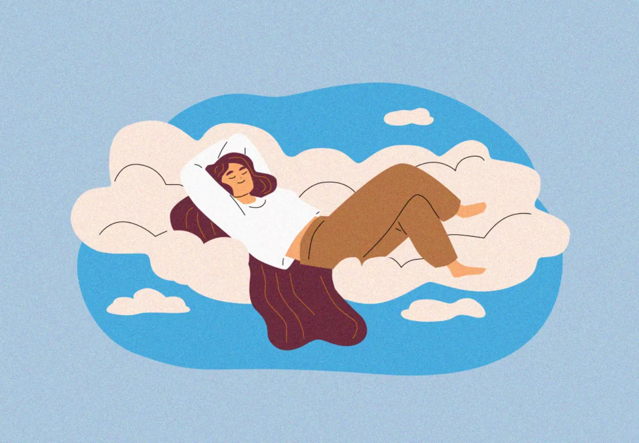 Woman sleeping on a cloud