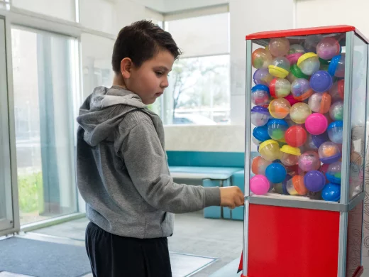 Julian getting a gumball