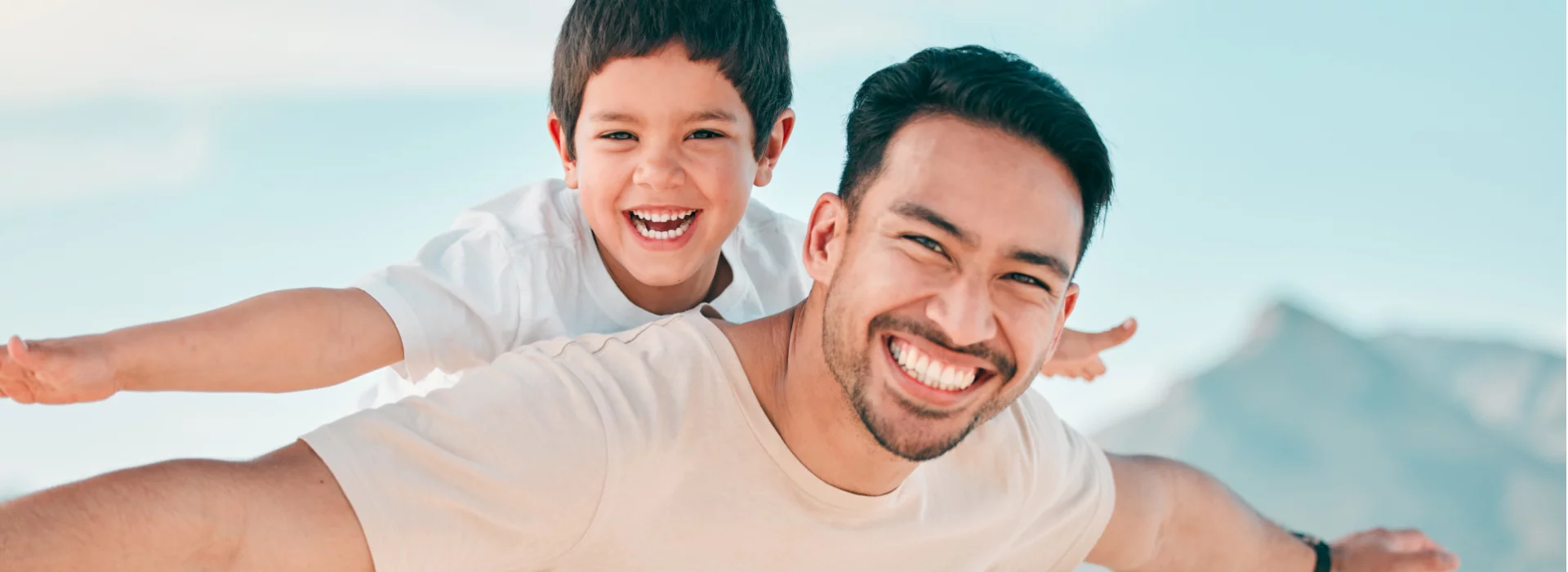 Airplane father and son