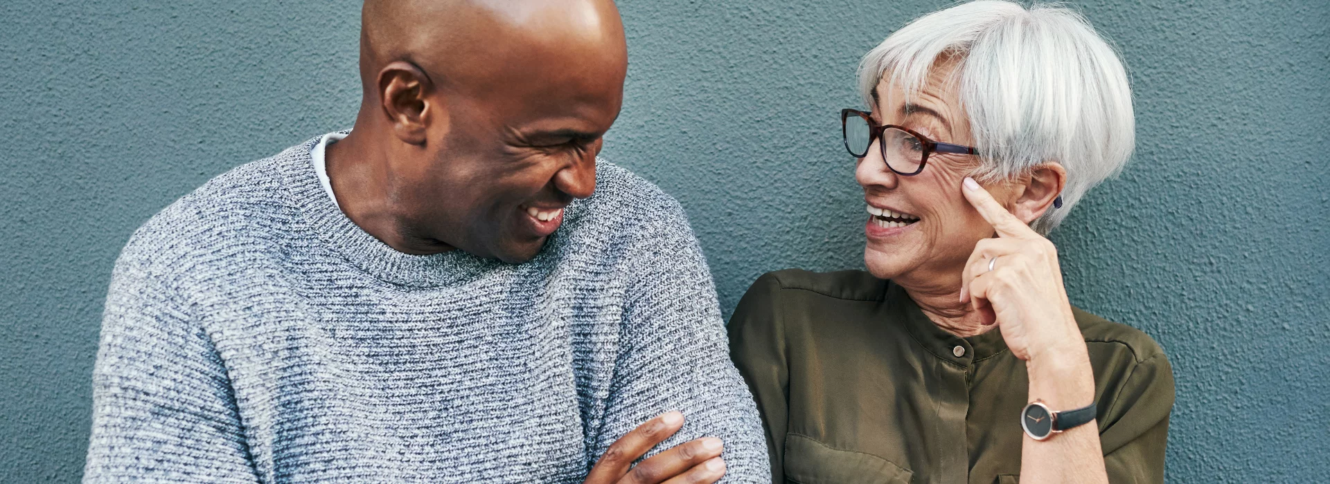 Man and woman talking
