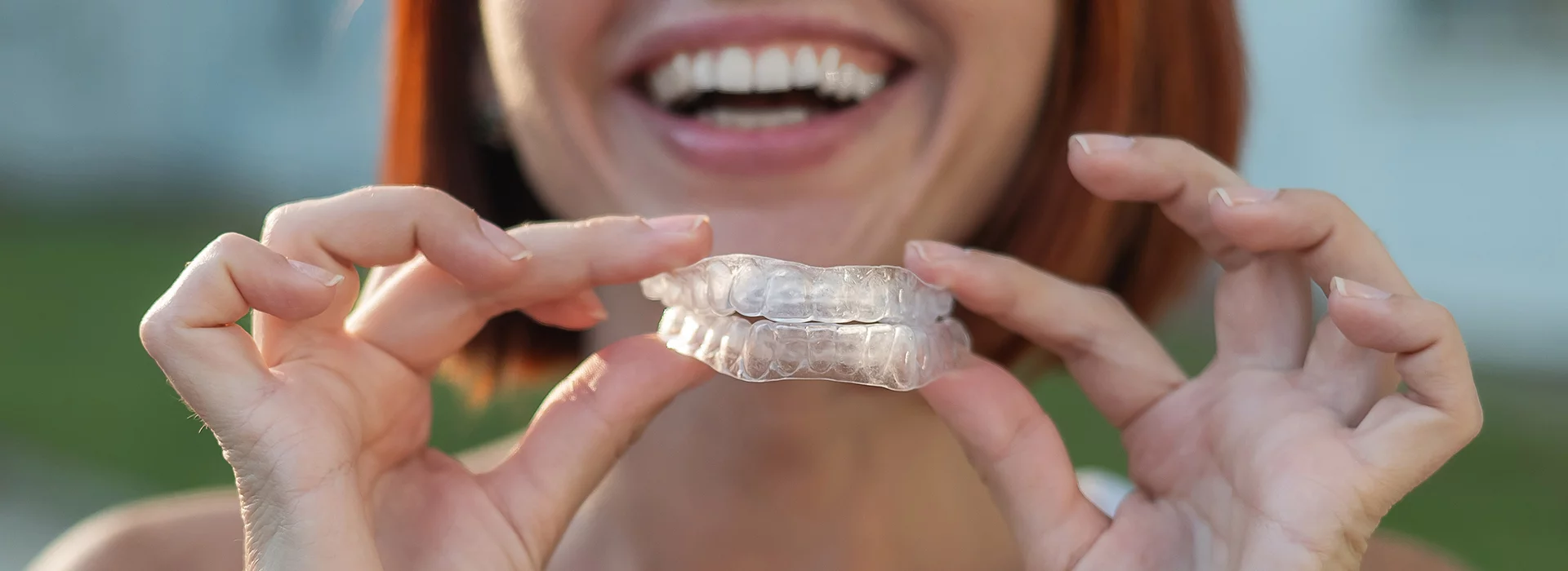 Woman with mouth guard
