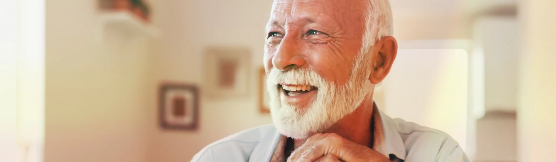 Older individual smiling