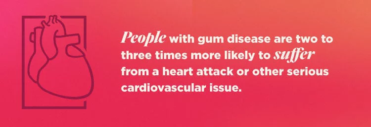 People with gum disease are two to three times more likely to suffer from a heart attack or other serious cardiovascular issue.