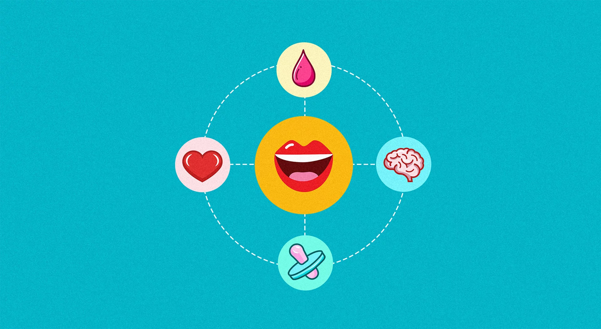 illustration mouth-body-connection art blue background