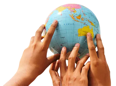 Hands with globe