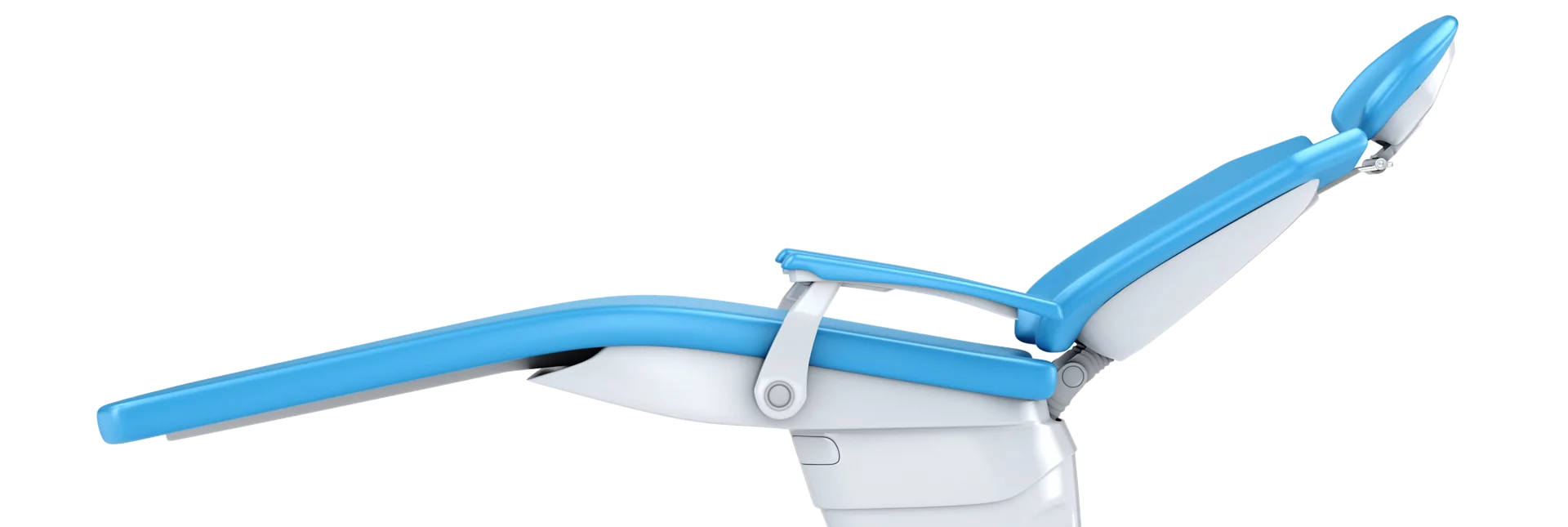 Reclining blue dentist chair