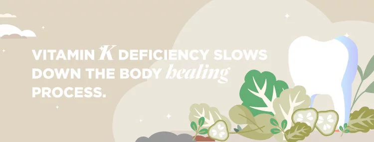 Tooth alongside green vegetables