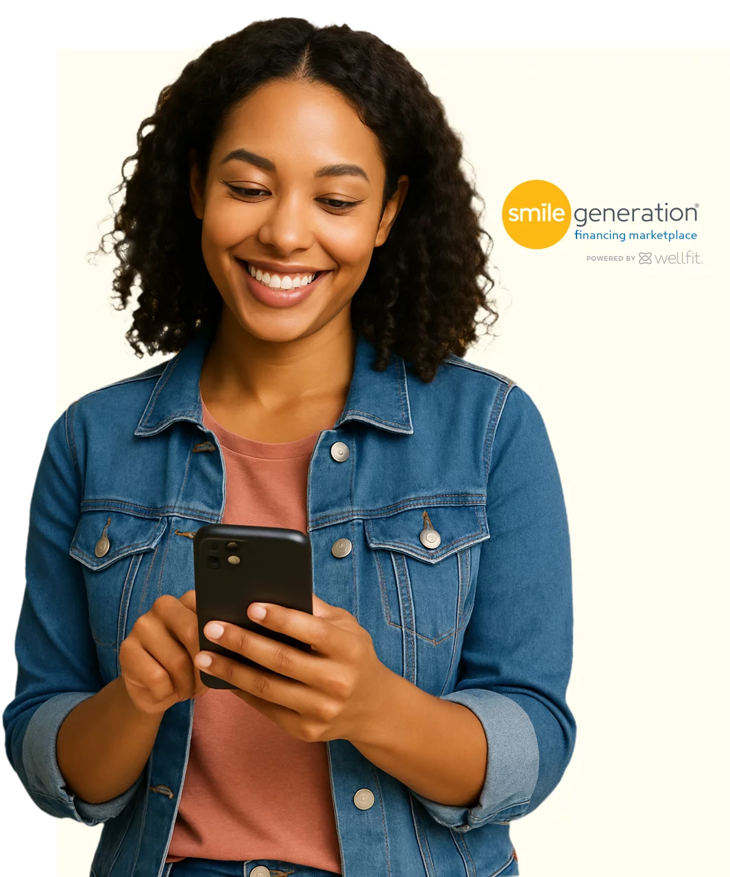 Image of female holding Smile Generation Credit Card part of Smile Generation Financing