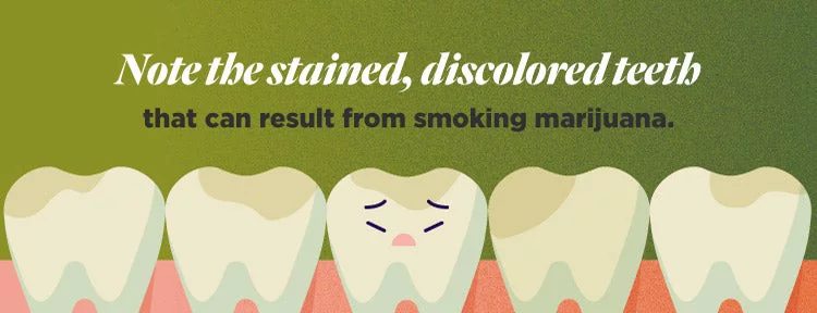 Row of teeths with stains, and middle tooth frowning