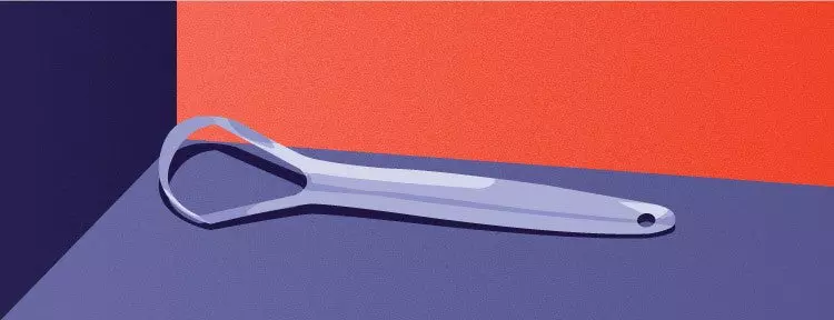 Tongue scraper on its side