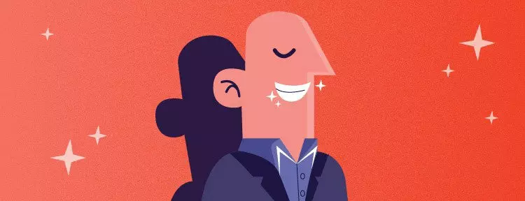 man with sparkly teeth orange background