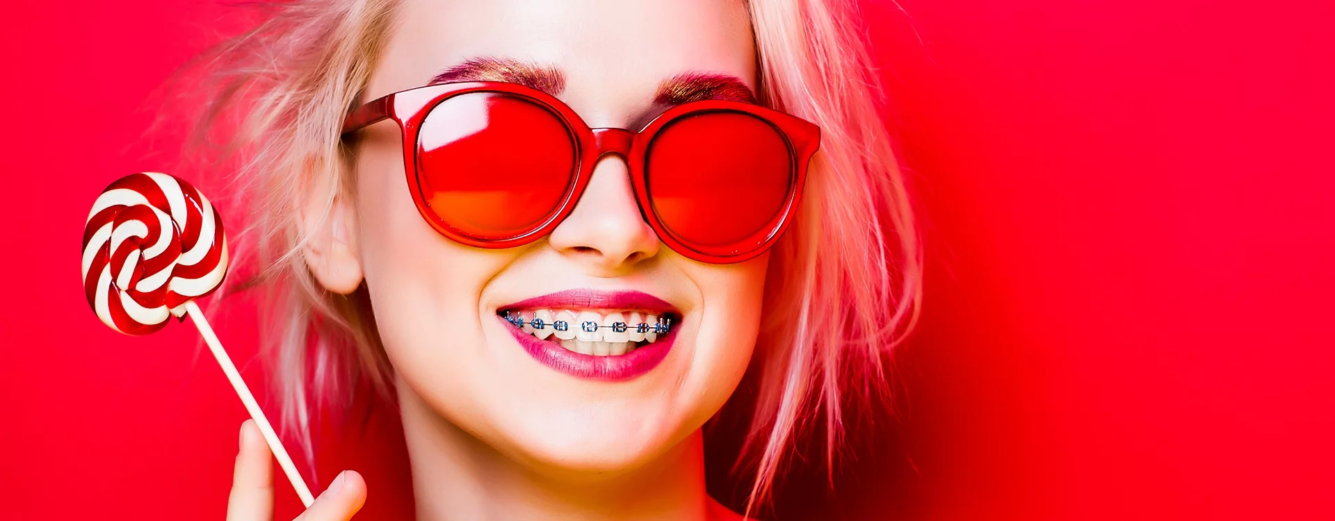 Female with braces smiling