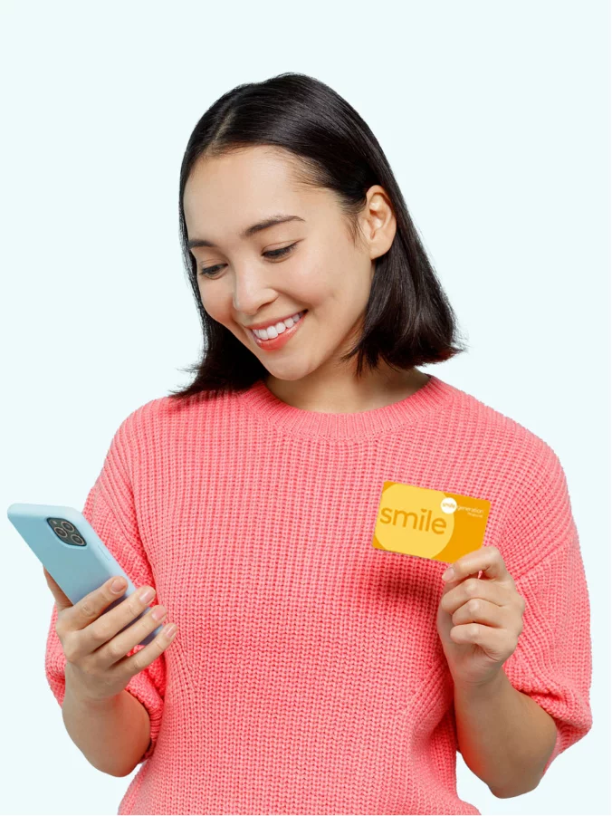 Lady with credit card and phone