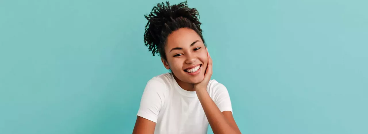 Woman sitting with smile