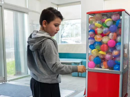 Julian getting a gumball