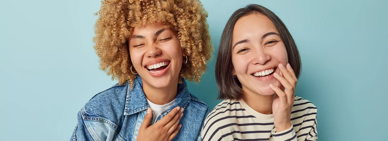 Two women laughing