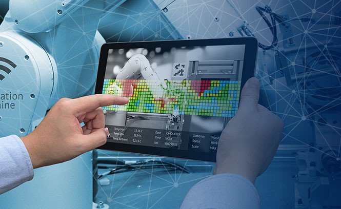 Person interacting with tablet