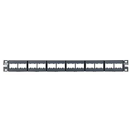 Mini-Com Modular Patch Panel with Faceplate, 24-Port, 1RU, Black