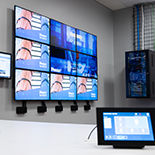 Digital sign with control panel in front and equipment enclosure