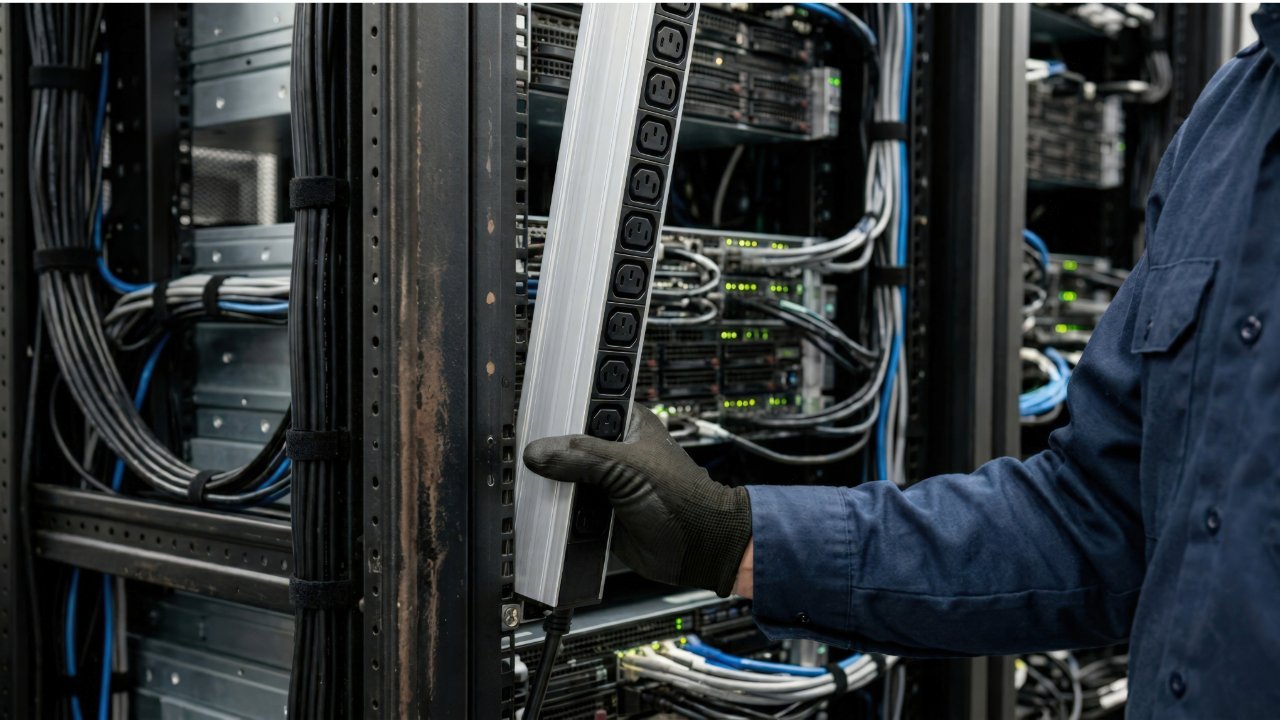 PDU being installed in data center