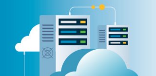 An animated image of servers positioned in the Cloud