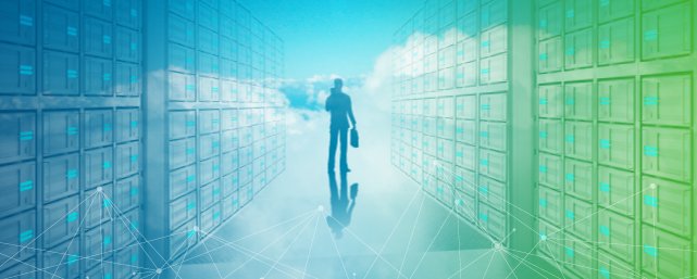 Man walking through clouds