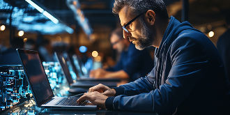 Business man working at computer