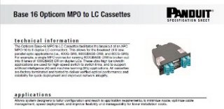 A screenshot of the Base-16 Opticom MPO to LC Cassettes spec sheet.
