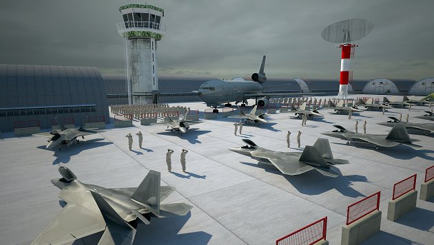 Airmen and military planes on a tarmac