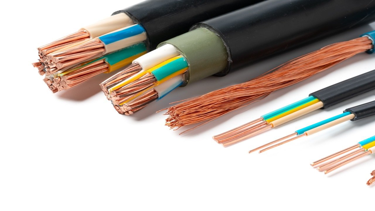 Close-up of several cables in electrical wire termination safety