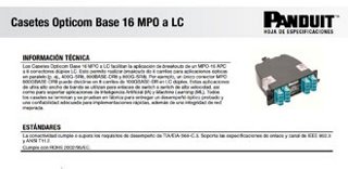 A screenshot of the Base-16 Opticom MPO to LC Cassettes spec sheet.
