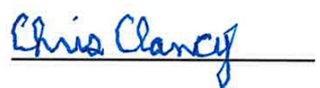 Image of Chris Clancy signature