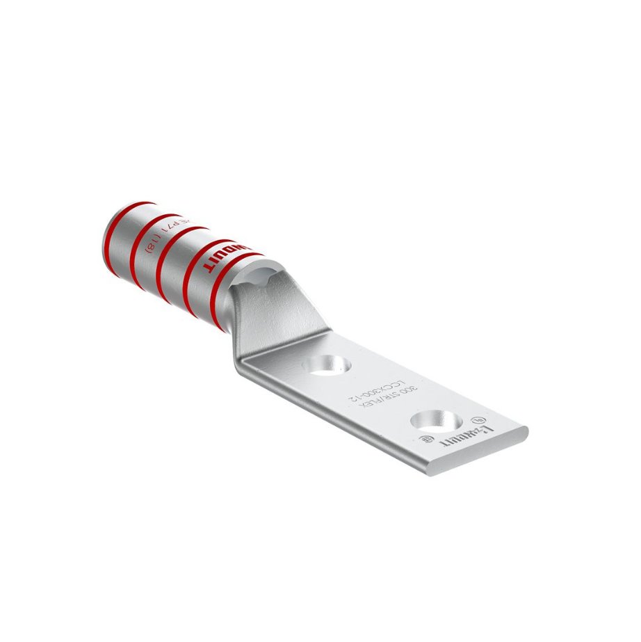 Two Hole tin plated compression lug with red marking