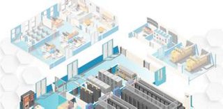 A drawing of a typical data center layout