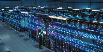 woman in data center