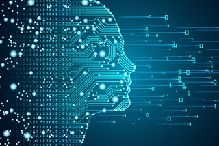 Shades of blue of side view of AI generated face