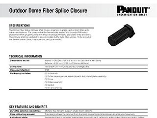 a spec sheet document showing a fiber dome closure