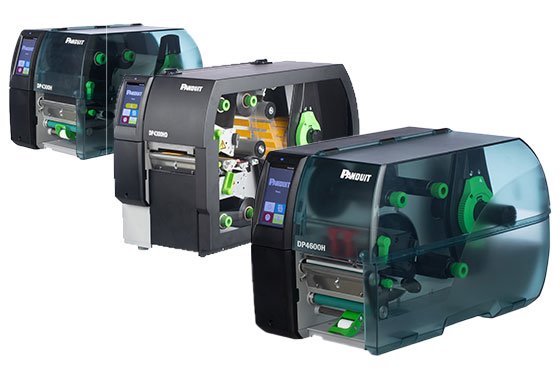 Image displays three types of Panduit Thermal Transfer Desktop Printers, showcasing their distinct designs and features