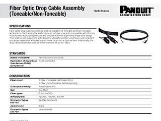 a spec sheet document showing a drop cable assembly