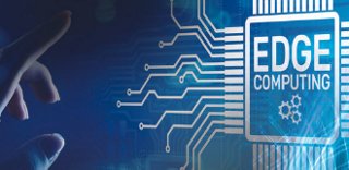 Edge computing chip on blue background