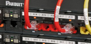 Red and yellow Cat 6 cables plugged in