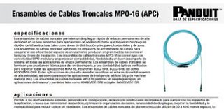A screenshot of the MPO-16 (APC) Trunk Cable Assemblies spec sheet.
