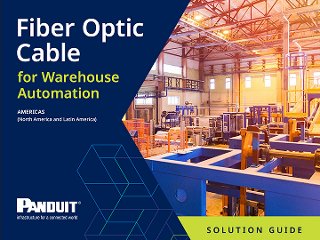 Warehouse snapshot in a yellow/orange tone showing ceiling where fiber cables are