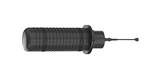 a black plastic closure used for splicing fiber optic cables for broadband and fiber to the home applications